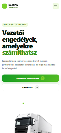 KamionJogosítvány weboldal mobil megjelenése